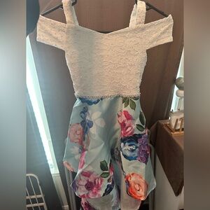 Speechless White Lace and Floral Kids Dress